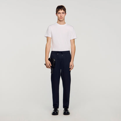 Elasticated Straight Leg Trousers Midnight Blue