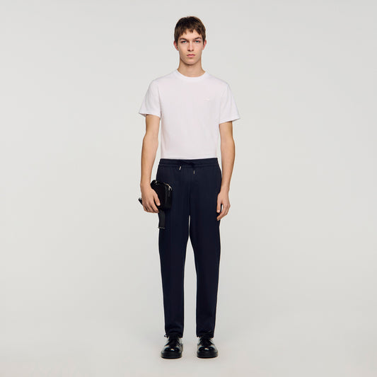 New Alpha Cotton Elasticated Straight-Leg Trousers Midnight Blue