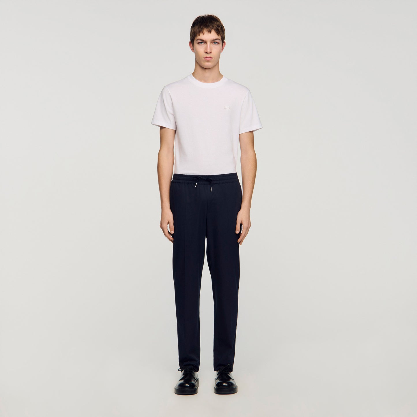 Elasticated Straight Leg Trousers Midnight Blue