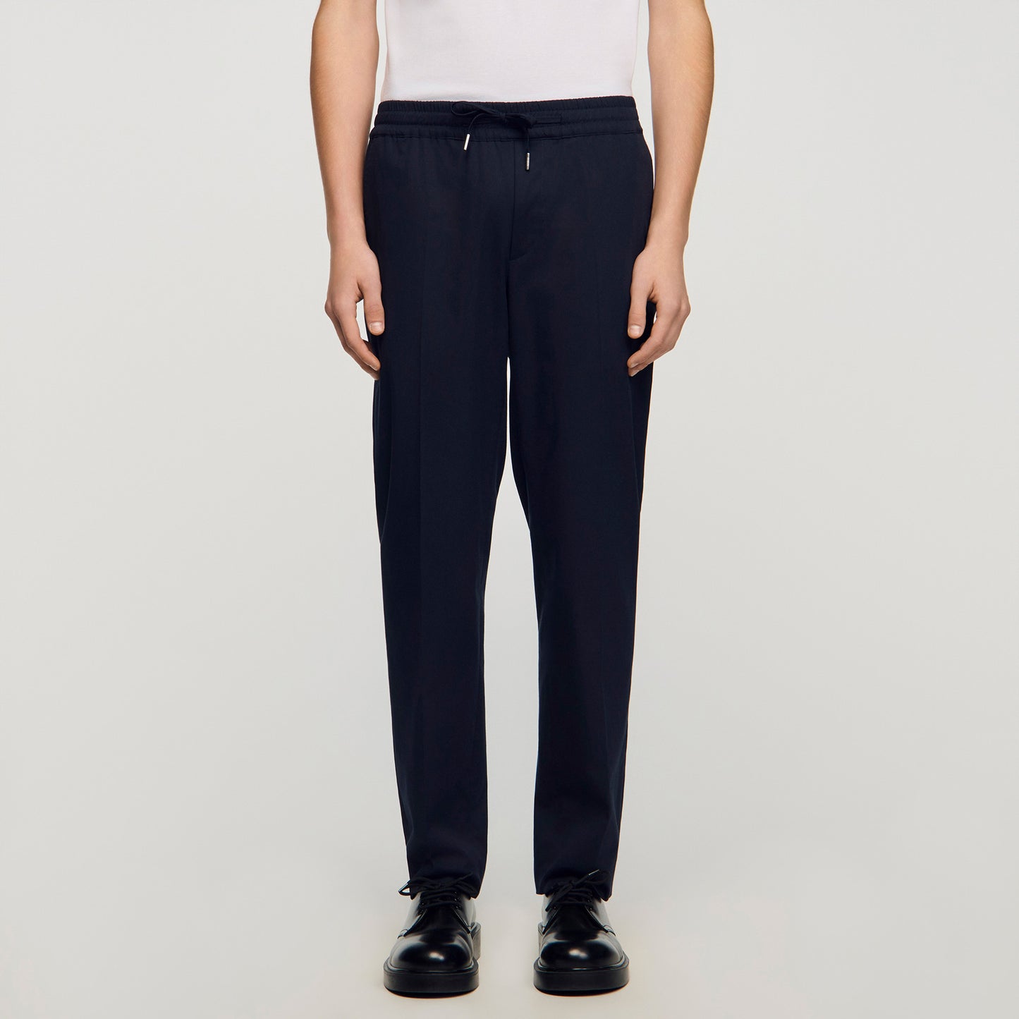 Elasticated Straight Leg Trousers Midnight Blue