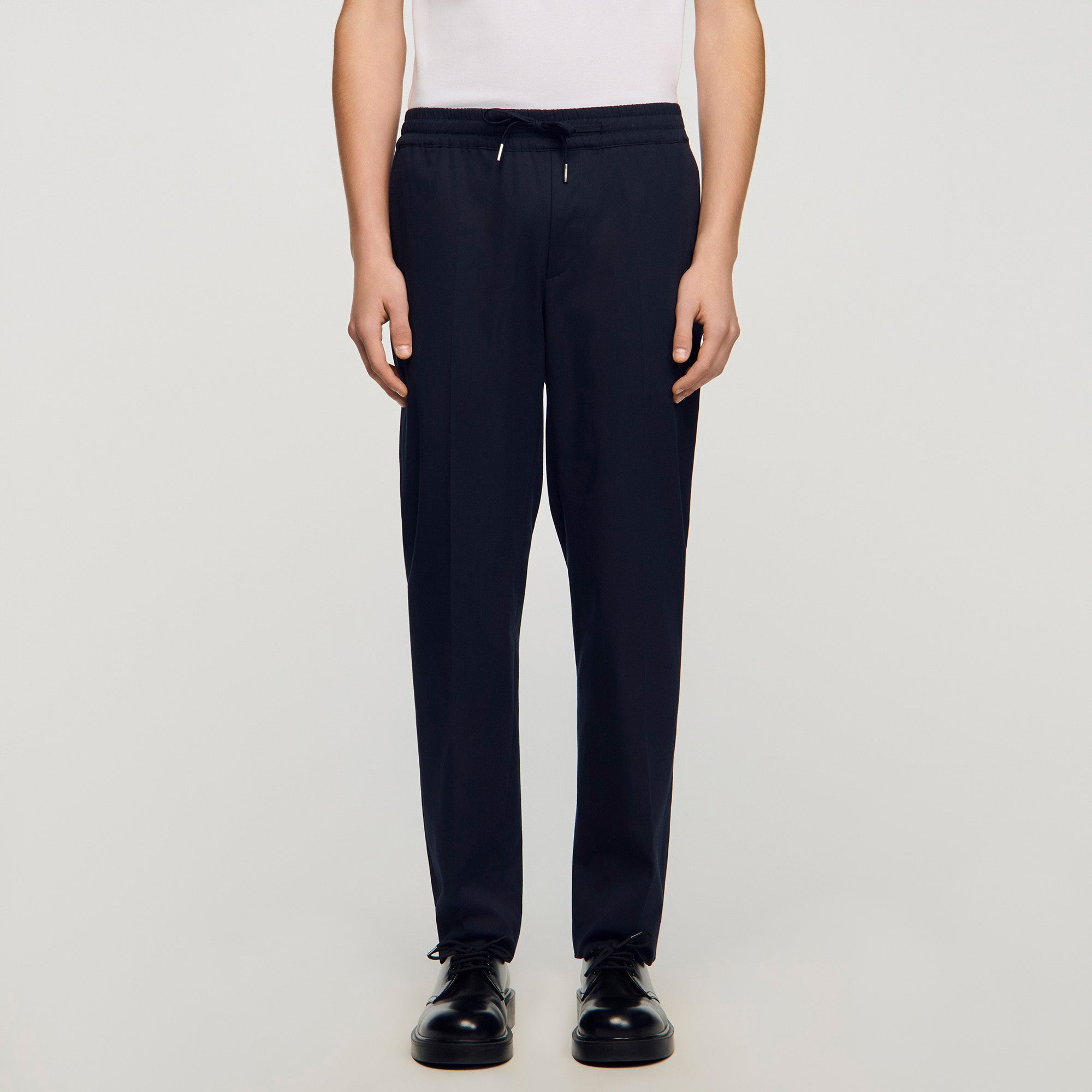 Elasticated Straight Leg Trousers Midnight Blue
