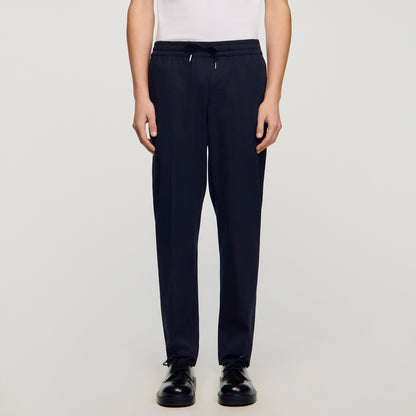 Elasticated Straight Leg Trousers Midnight Blue