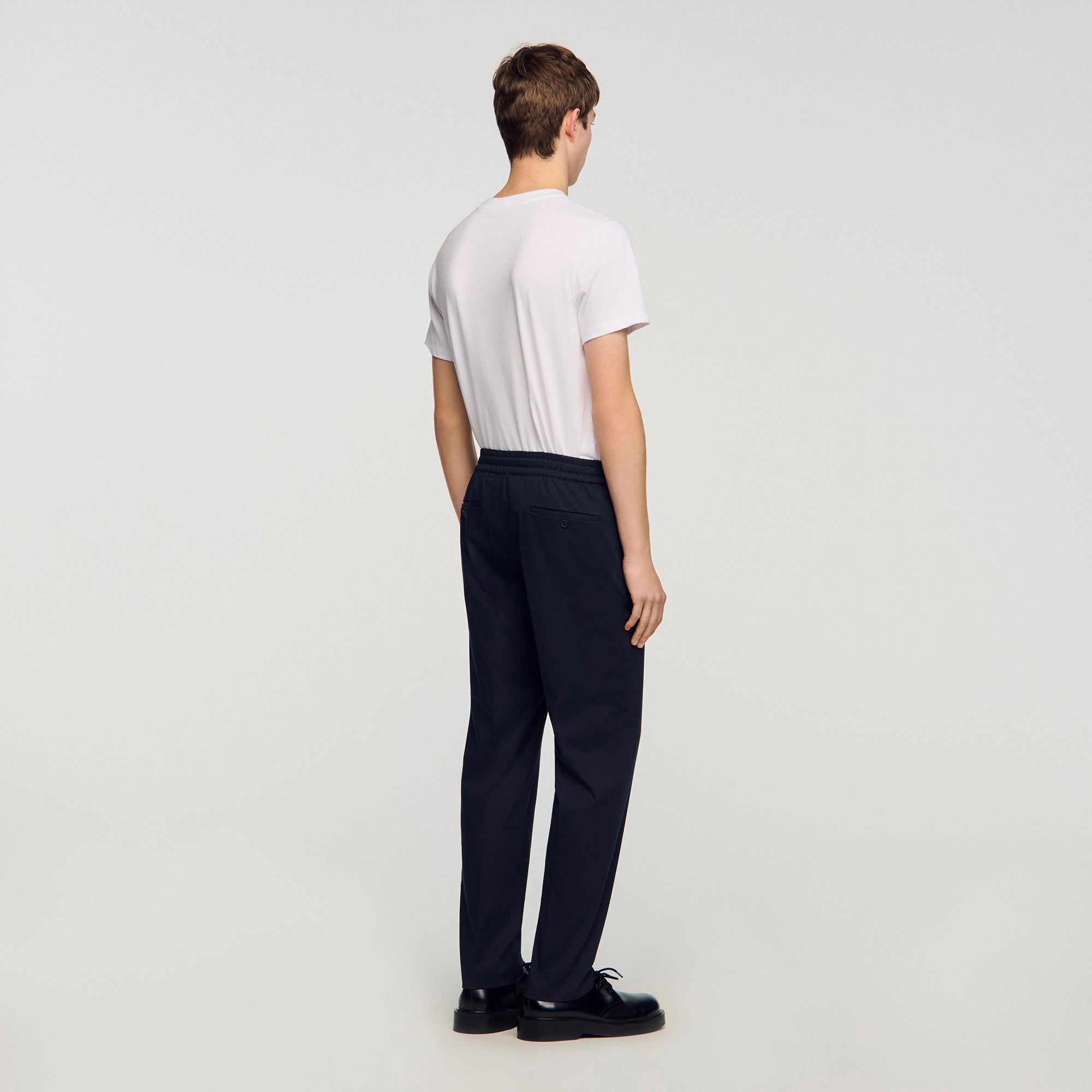 Elasticated Straight Leg Trousers Midnight Blue