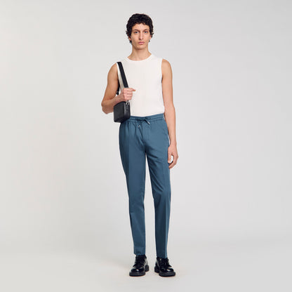 Elasticated Straight-Leg Trousers Thunderstorm Blue