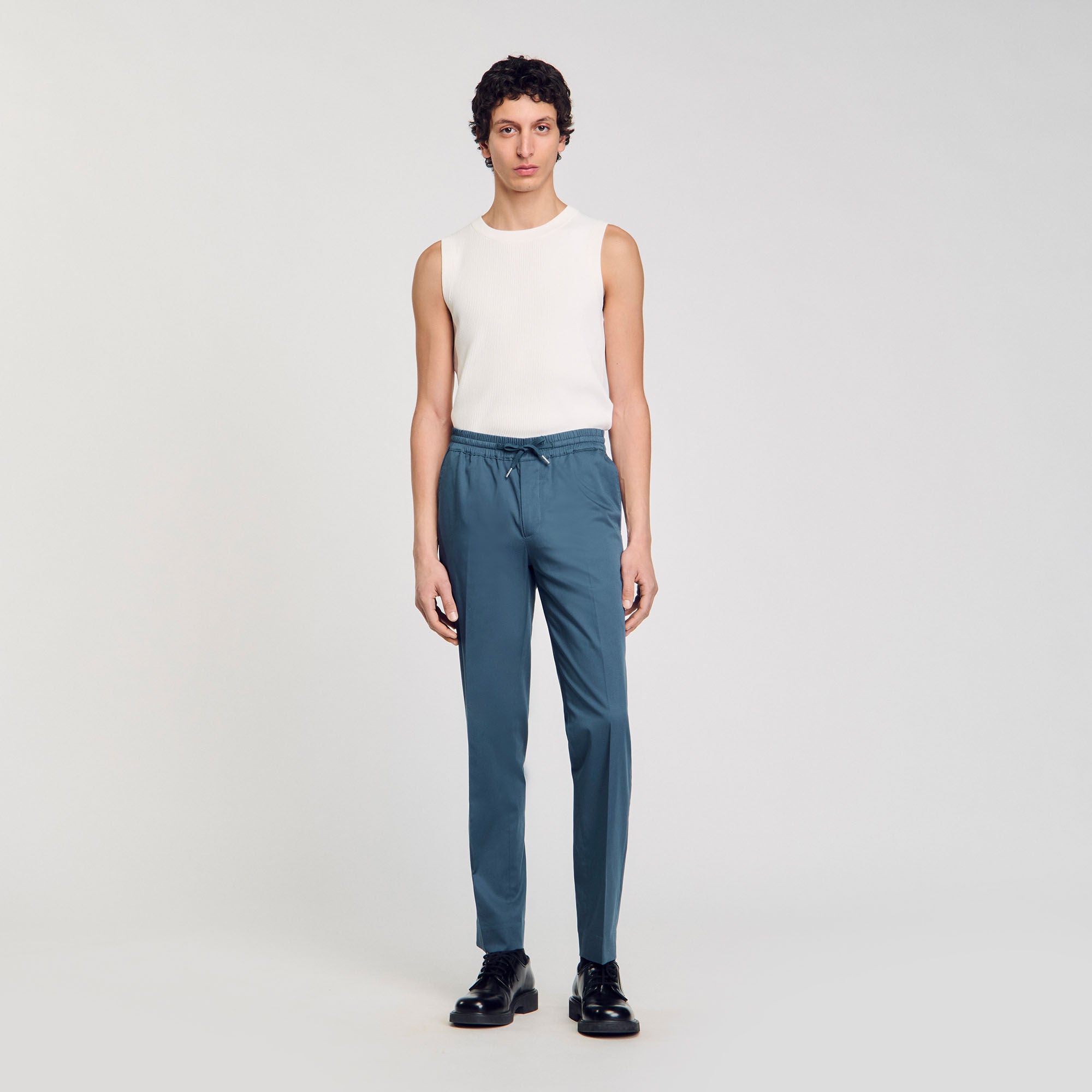 Elasticated Straight-Leg Trousers Thunderstorm Blue