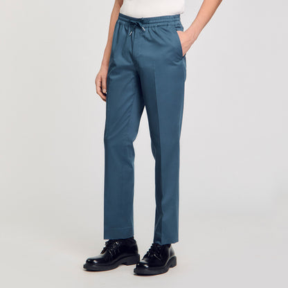 Elasticated Straight-Leg Trousers Thunderstorm Blue