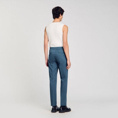 Elasticated Straight-Leg Trousers Thunderstorm Blue