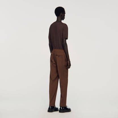 New Alpha Elasticated Straight-Leg Trousers Chocolate