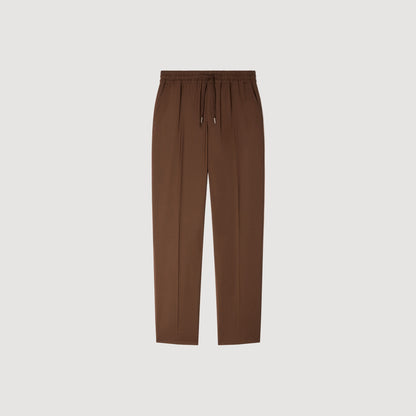 New Alpha Elasticated Straight-Leg Trousers Chocolate