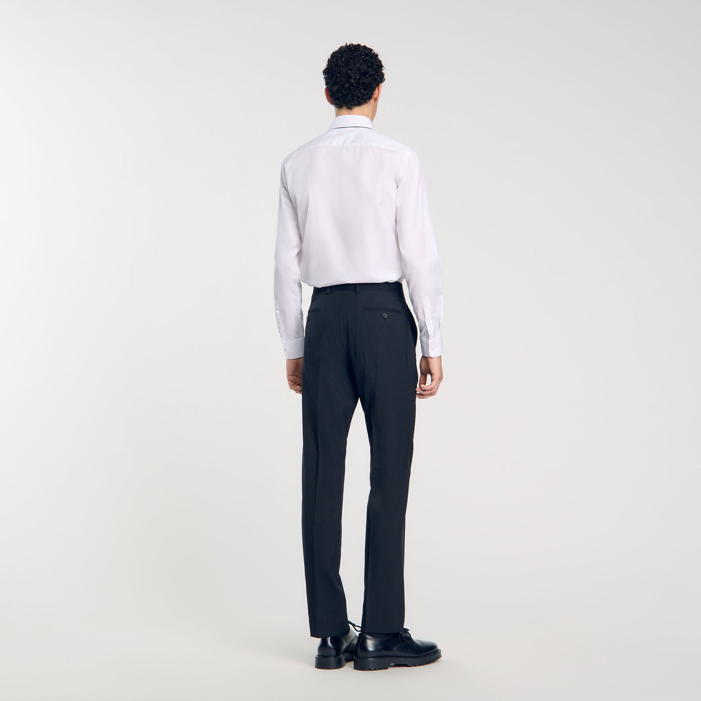 Chalk Striped Suit Trousers Black