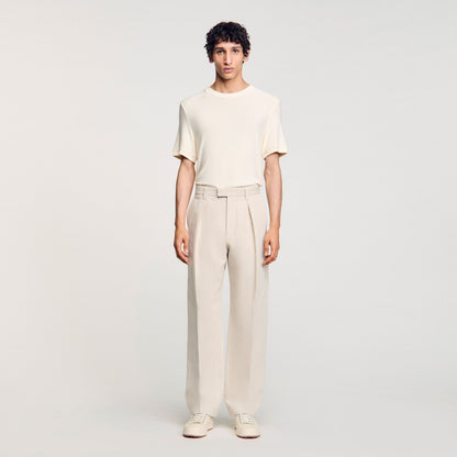 Gerard Pant Linen Wide-Leg Trousers With Creases Oats