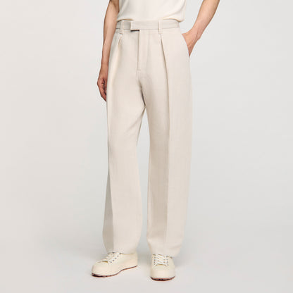 Gerard Pant Linen Wide-Leg Trousers With Creases Oats
