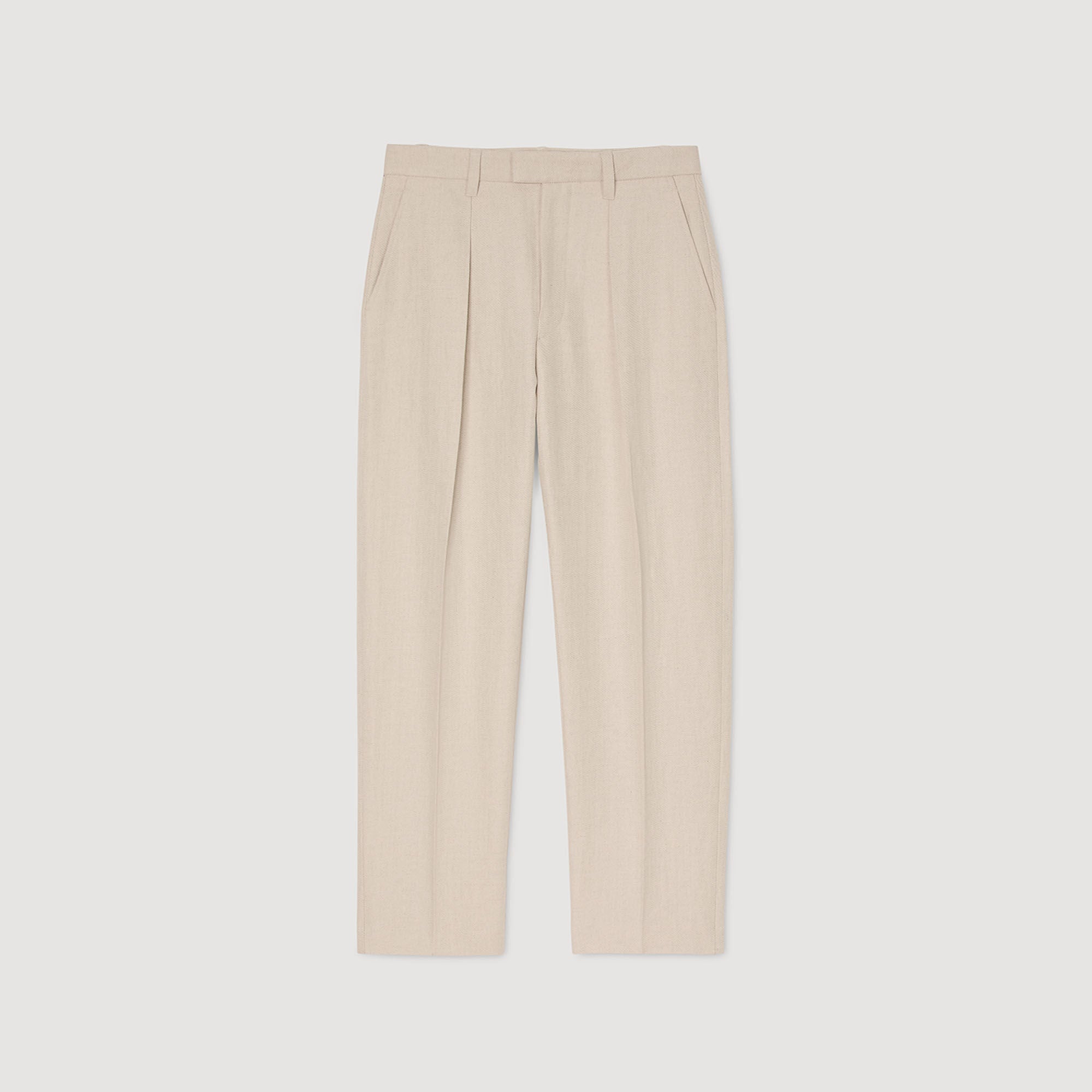 Gerard Pant Linen Wide-Leg Trousers With Creases Oats