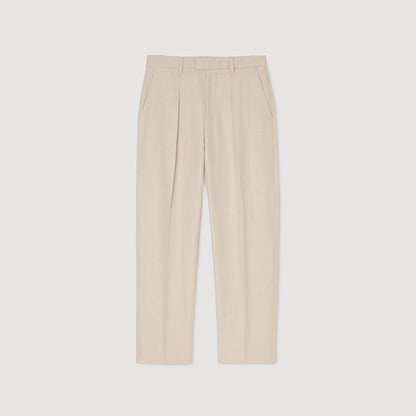 Gerard Pant Linen Wide-Leg Trousers With Creases Oats