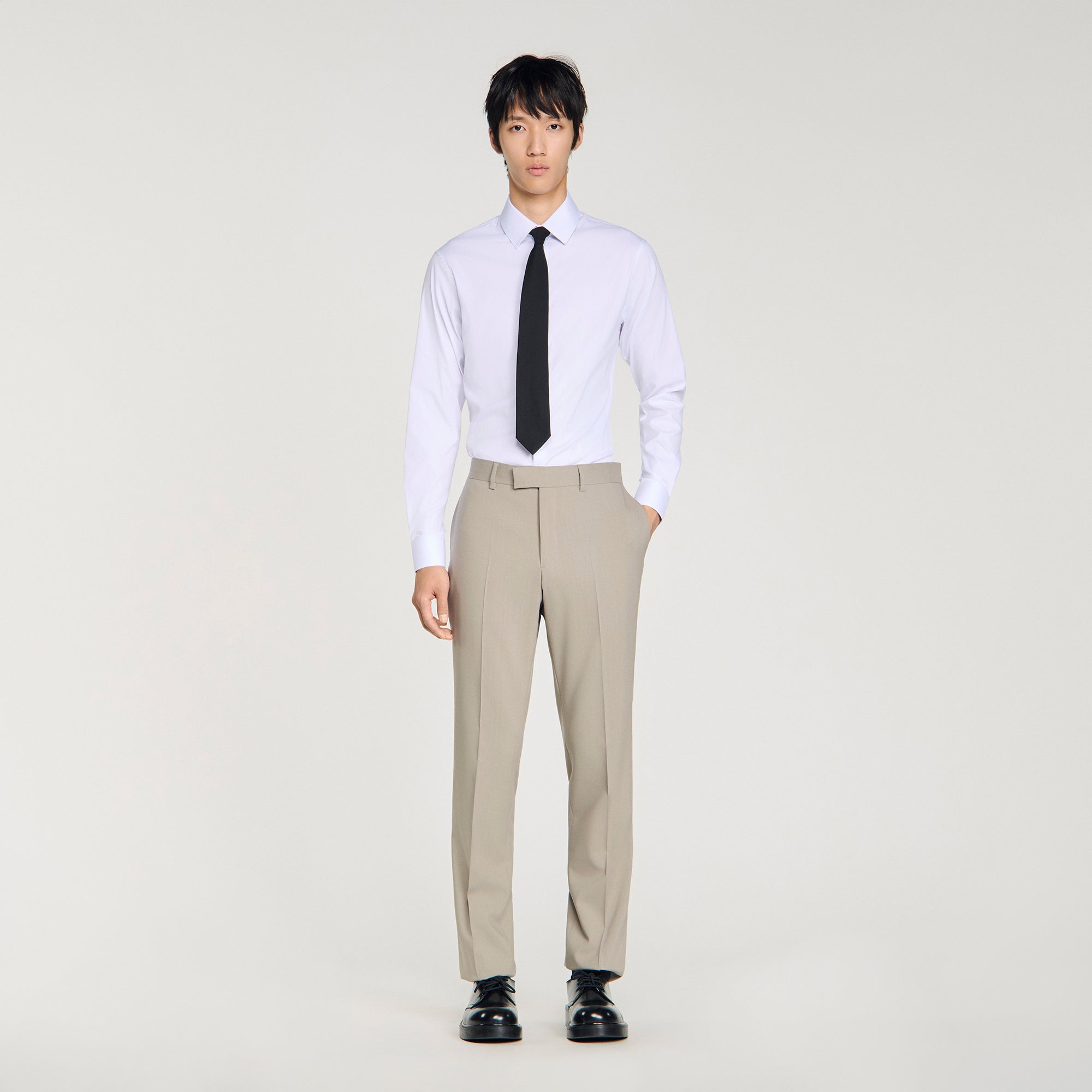 Formal Wool Suit Trousers ALUMINUM