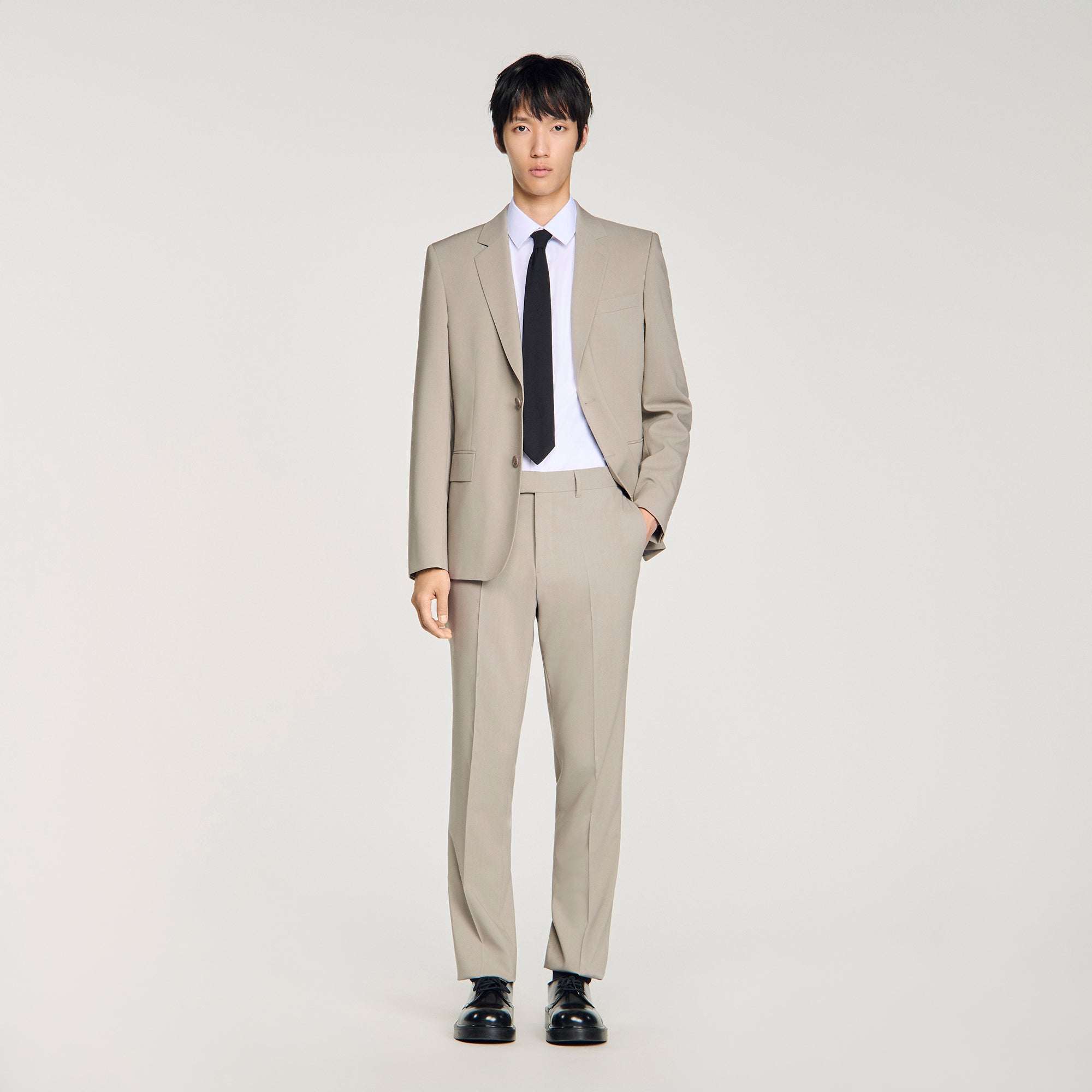 Formal Wool Suit Trousers ALUMINUM