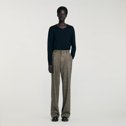 Tweed Suit Wide-Leg Suit Trousers String Chine