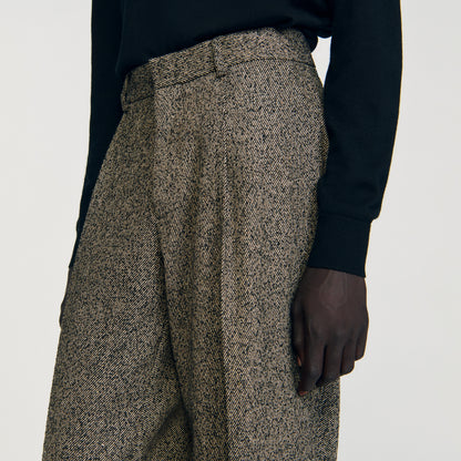 Tweed Suit Wide-Leg Suit Trousers String Chine