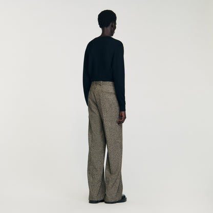 Tweed Suit Wide-Leg Suit Trousers String Chine