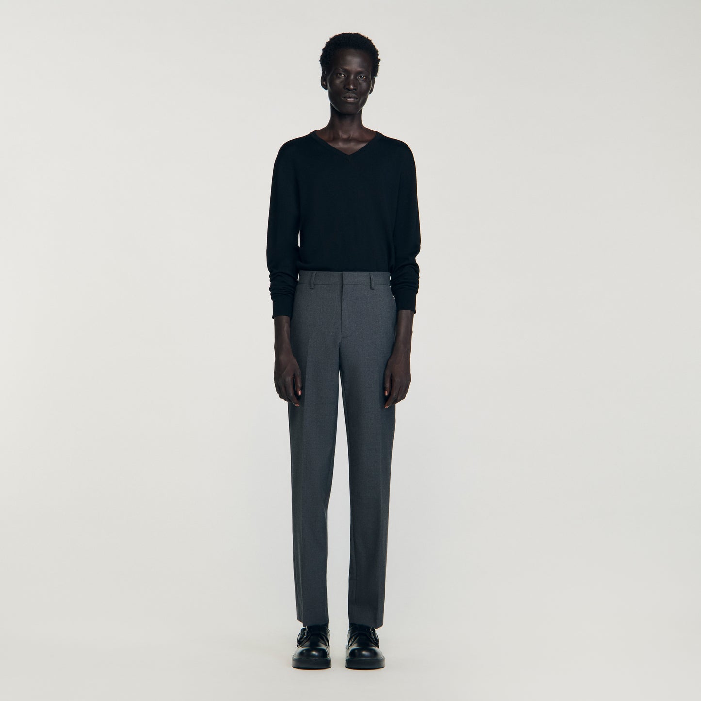 Croise Amf Wool Suit Trousers Heather Charcoal
