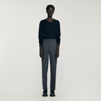 Croise Amf Wool Suit Trousers Heather Charcoal