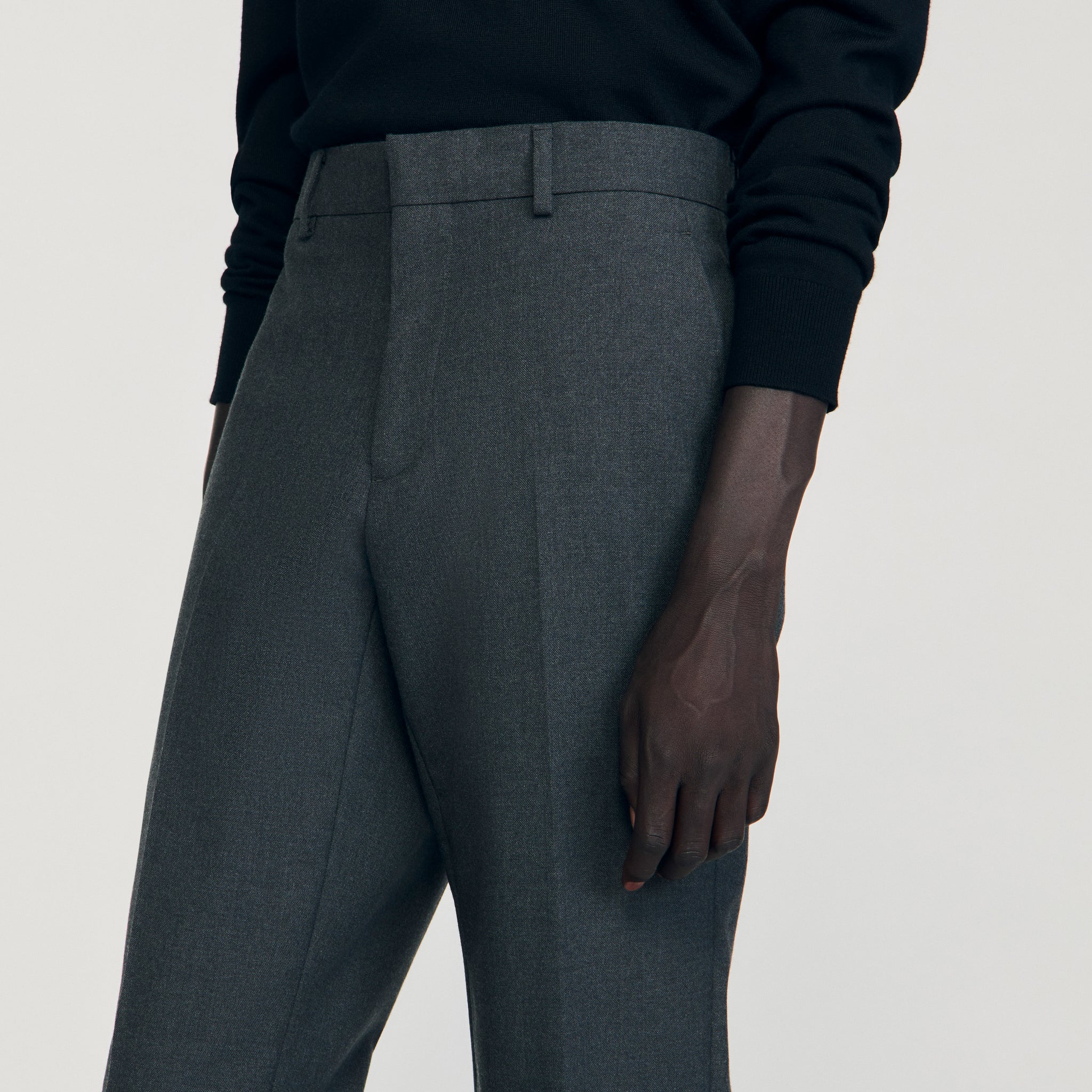 Croise Amf Wool Suit Trousers Heather Charcoal