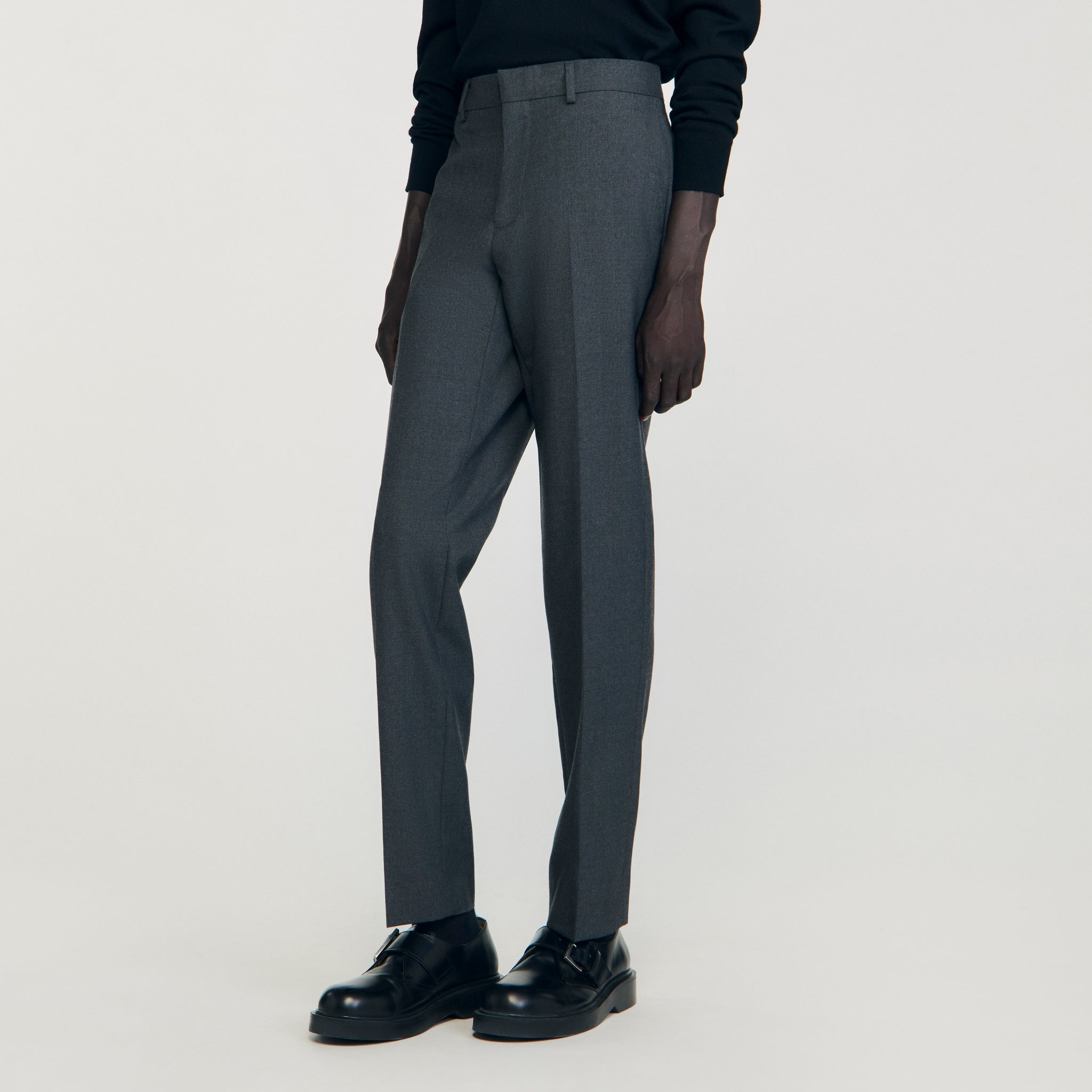 Croise Amf Wool Suit Trousers Heather Charcoal