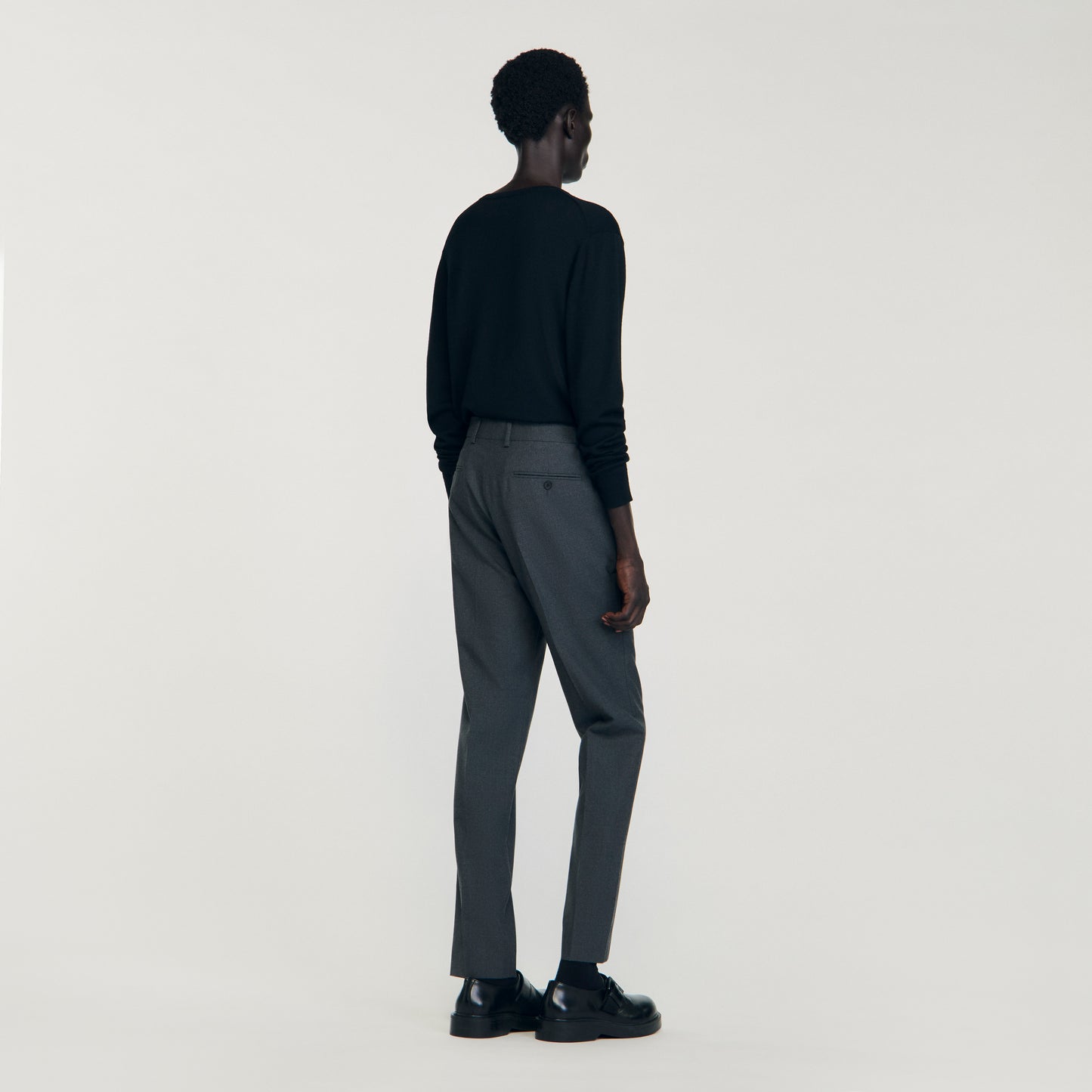 Croise Amf Wool Suit Trousers Heather Charcoal