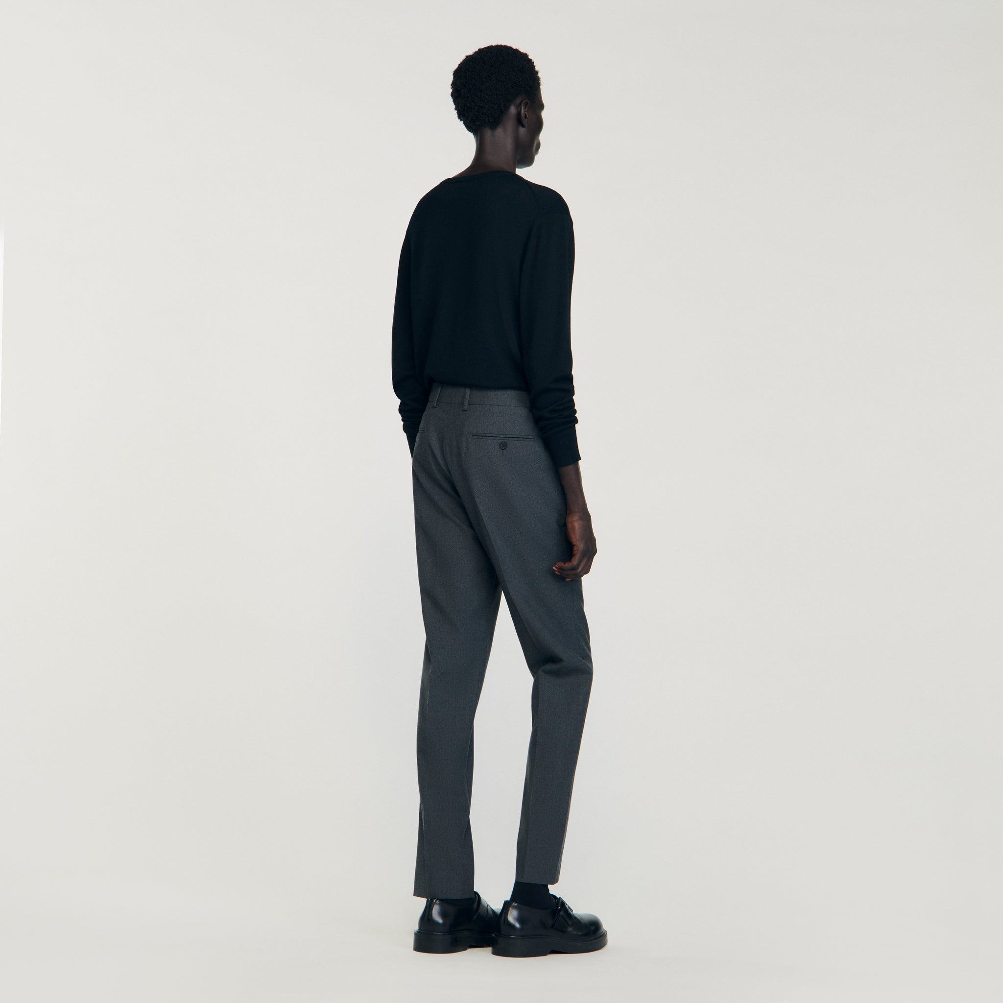 Croise Amf Wool Suit Trousers Heather Charcoal