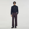 Alpha Cotton Large  Straight Leg Trousers Chocolate