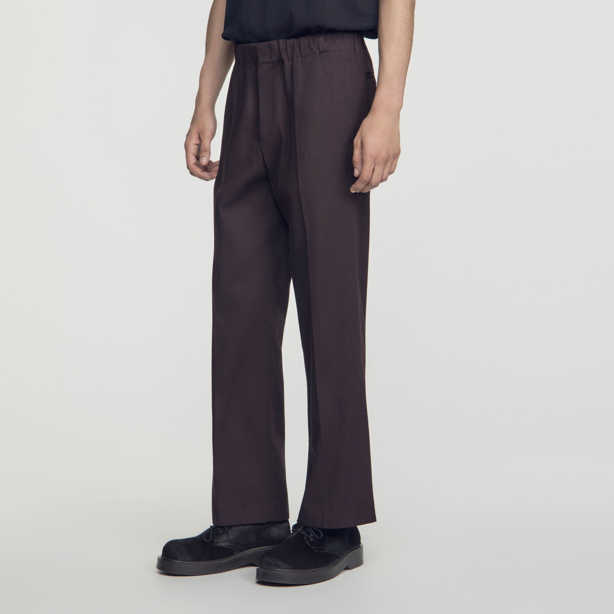Alpha Cotton Large  Straight Leg Trousers Chocolate