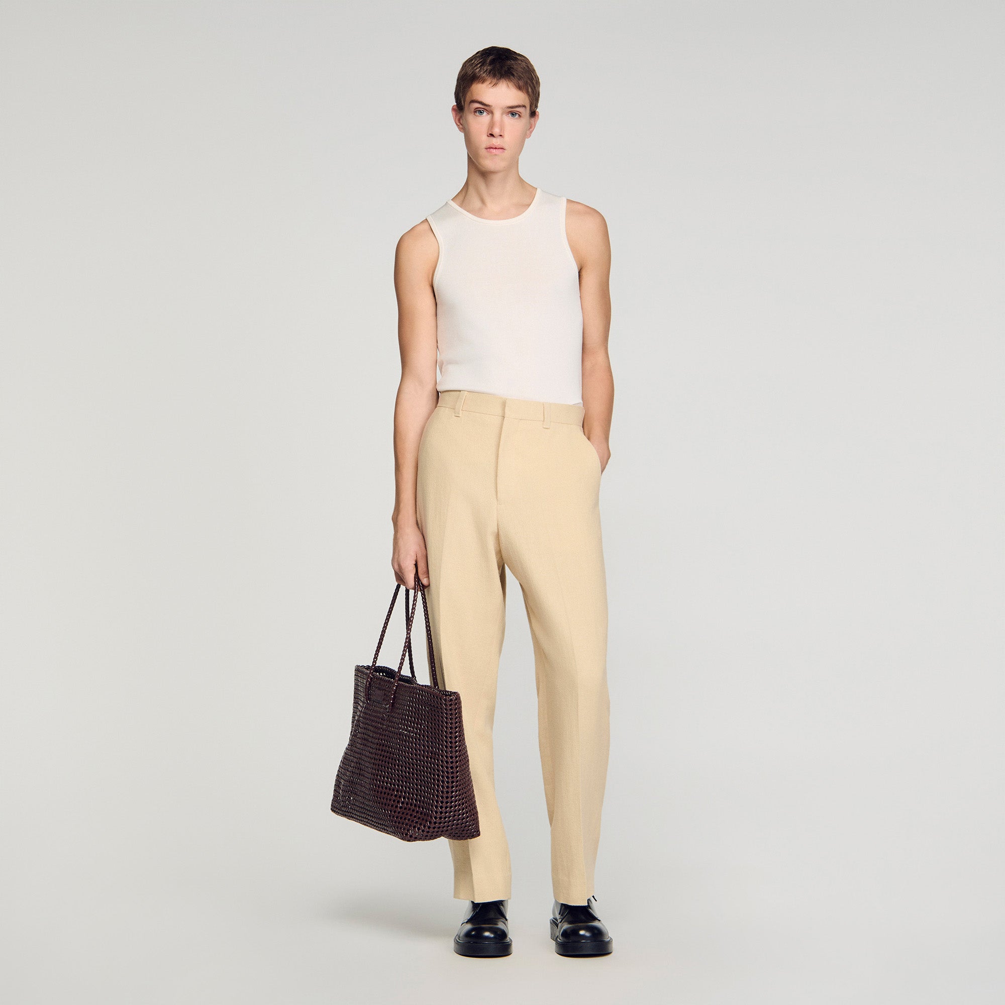 Oversized Linen And Cotton Trousers Butter Cream