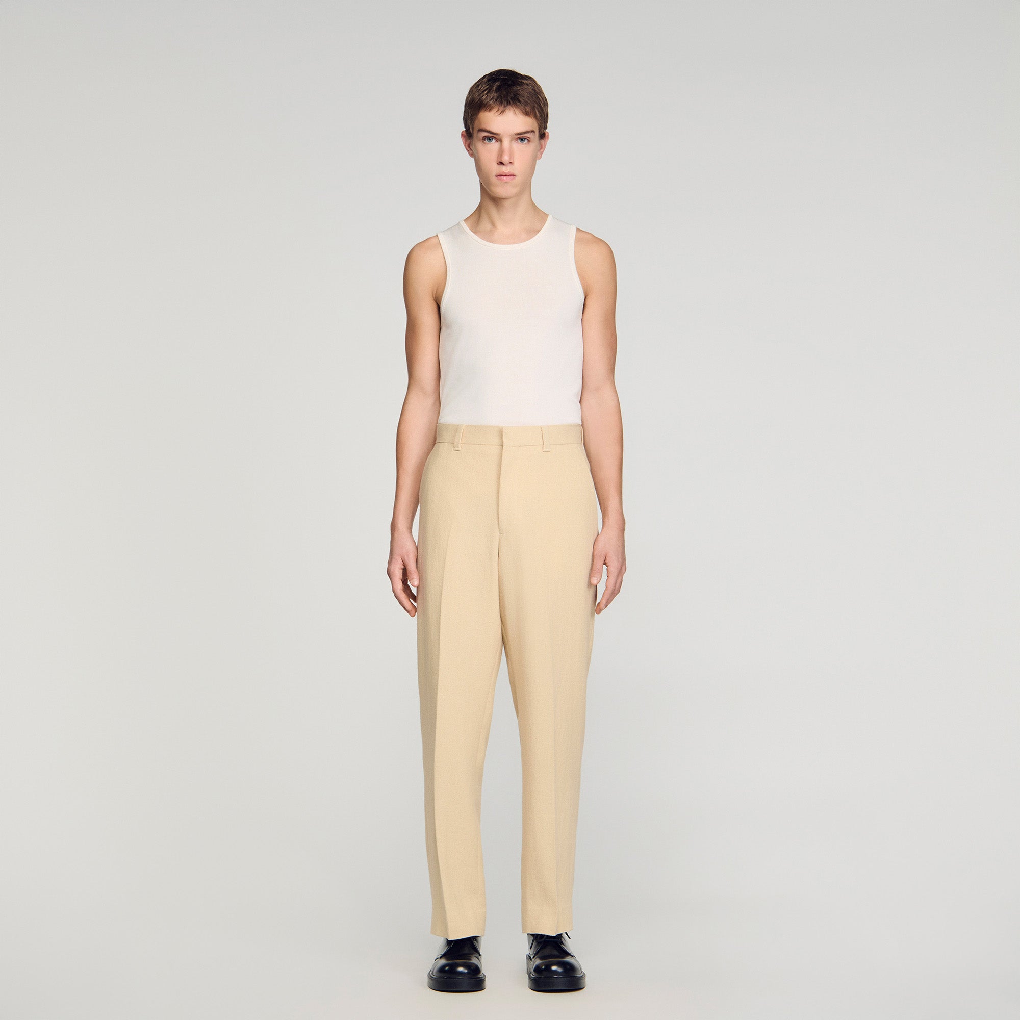 Oversized Linen And Cotton Trousers Butter Cream