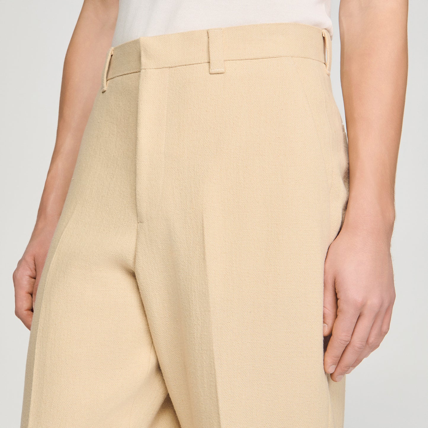 Oversized Linen And Cotton Trousers Butter Cream