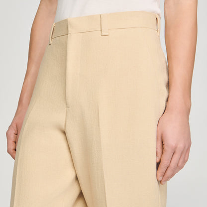 Oversized Linen And Cotton Trousers Butter Cream