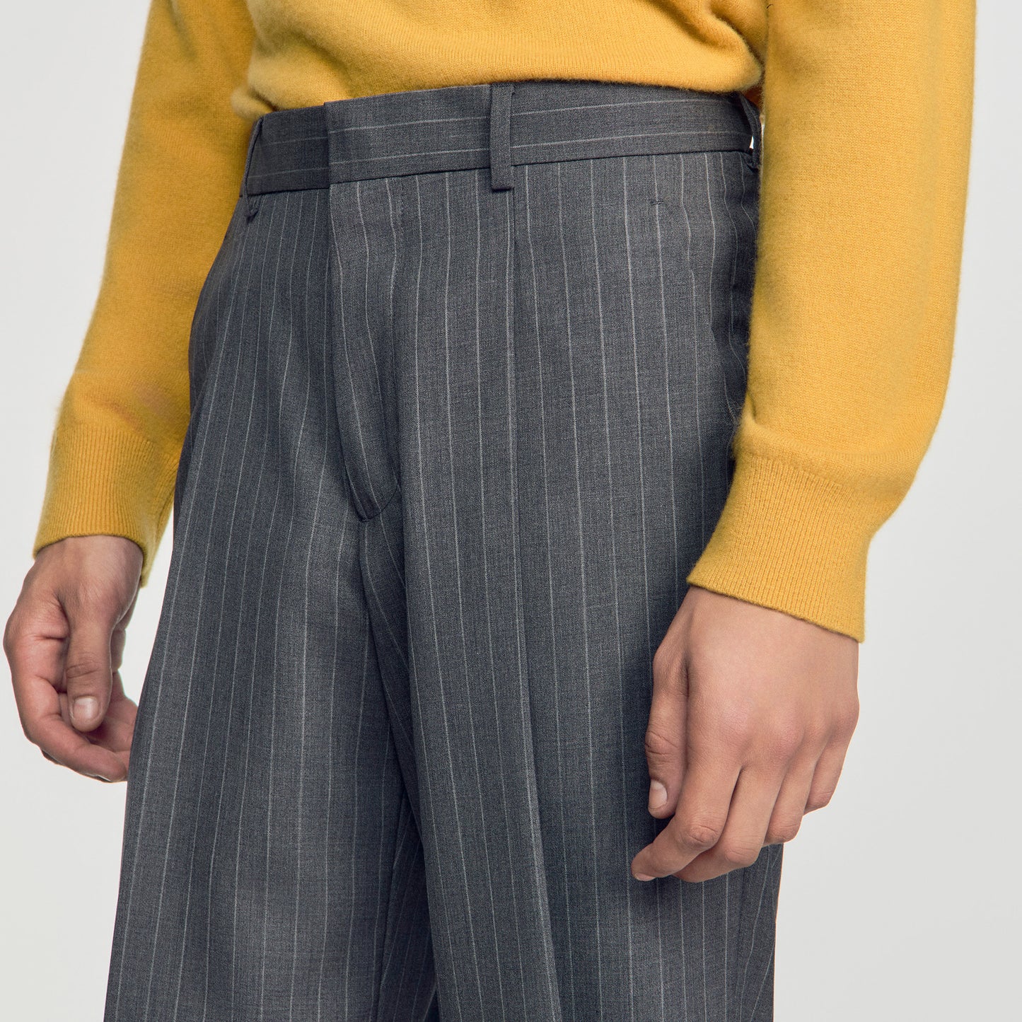 Croisee 4B Pinstripes Abstract print wool trousers Middle Grey