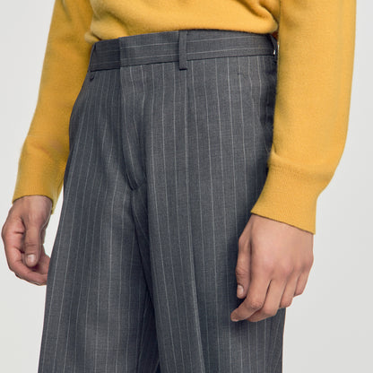 Croisee 4B Pinstripes Abstract print wool trousers Middle Grey