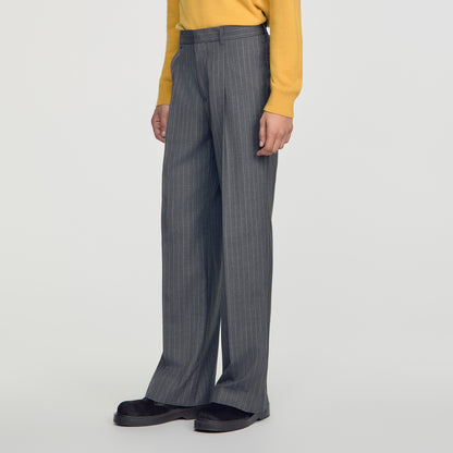 Croisee 4B Pinstripes Abstract print wool trousers Middle Grey