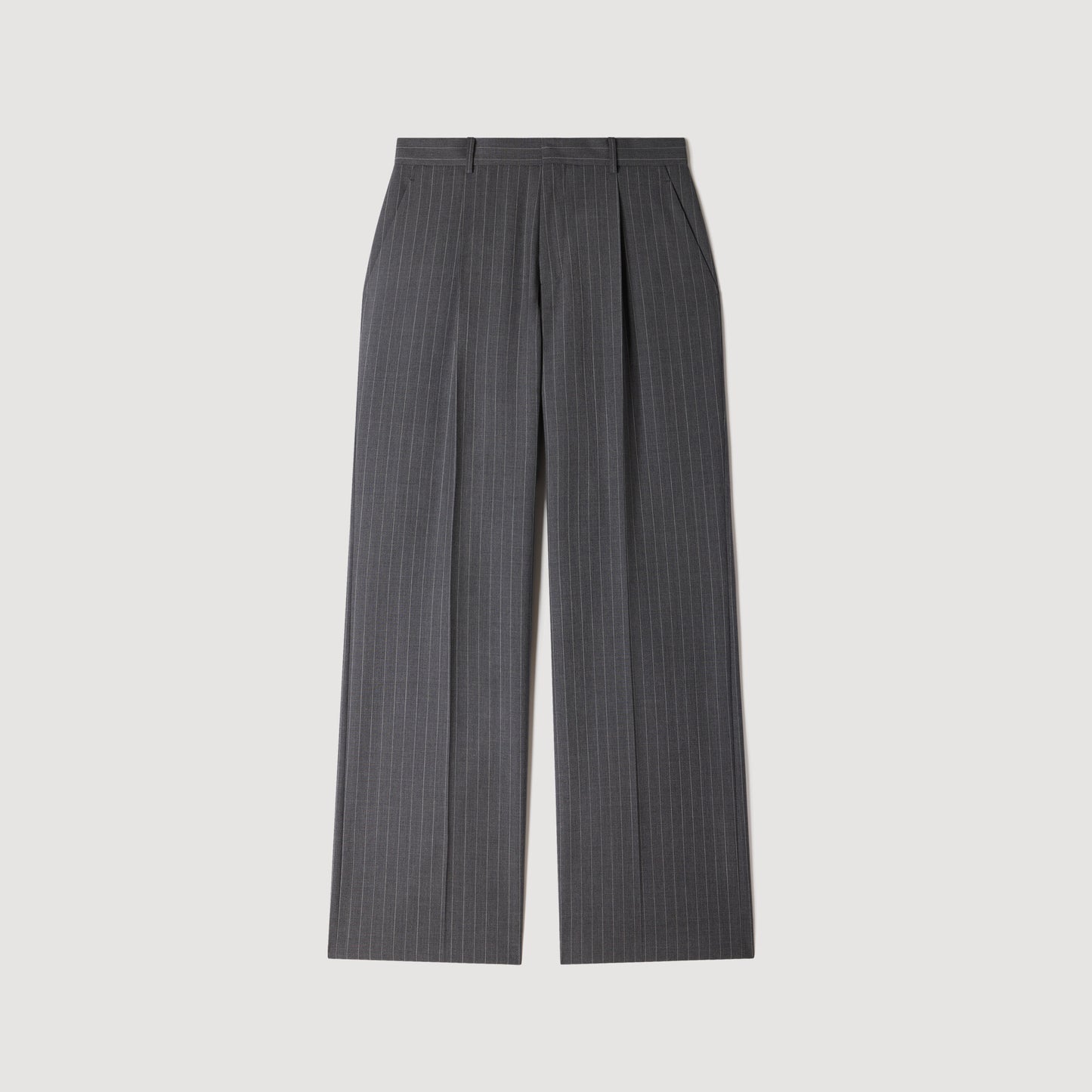 Croisee 4B Pinstripes Abstract print wool trousers Middle Grey