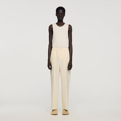 Pyjama Buttons Pant Flowing Elasticated Trousers Butter Cream