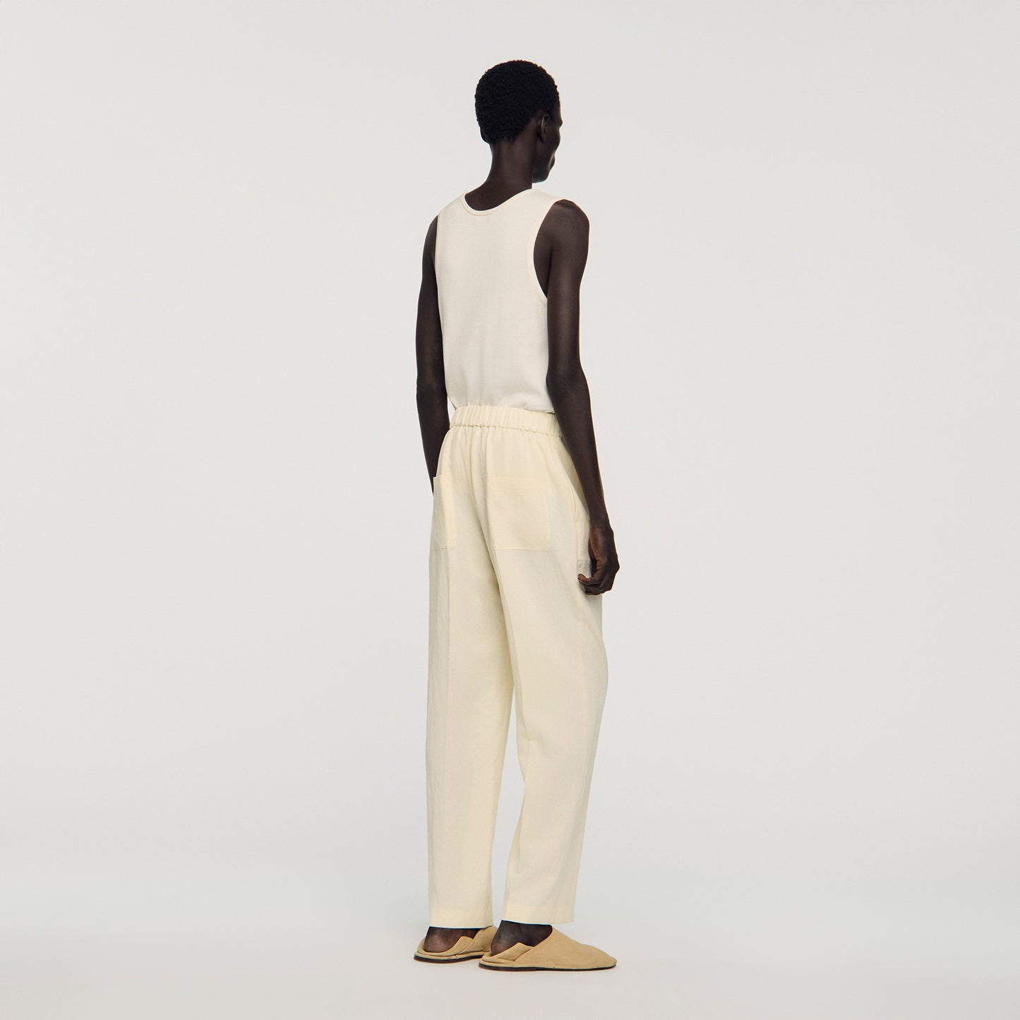 Pyjama Buttons Pant Flowing Elasticated Trousers Butter Cream