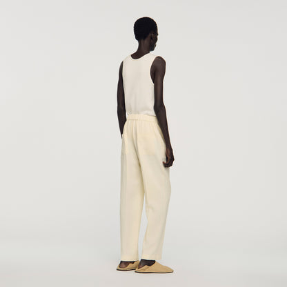 Pyjama Buttons Pant Flowing Elasticated Trousers Butter Cream