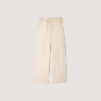 Pyjama Buttons Pant Flowing Elasticated Trousers Butter Cream