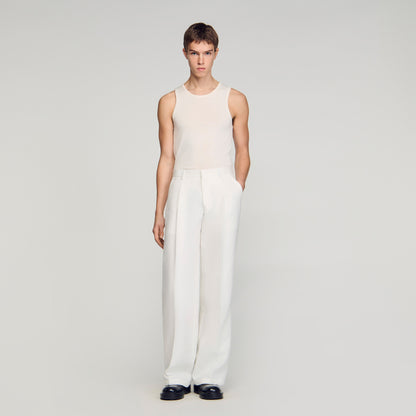 Croise Mode Lin Linen Suit Trousers WHITE