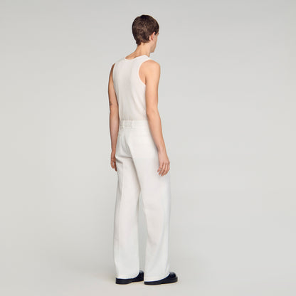 Croise Mode Lin Linen Suit Trousers WHITE