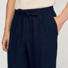 Alpha Linen Straight-Leg Linen Trousers Navy Blue