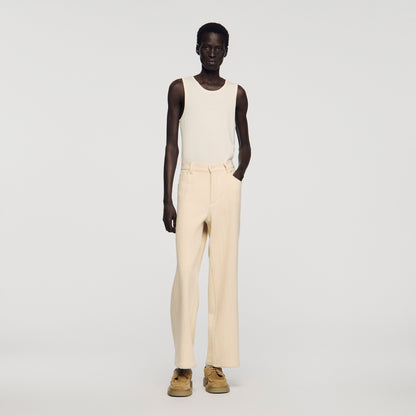 Balloon Pant Worker Wide-Leg Cotton Trousers Ecru