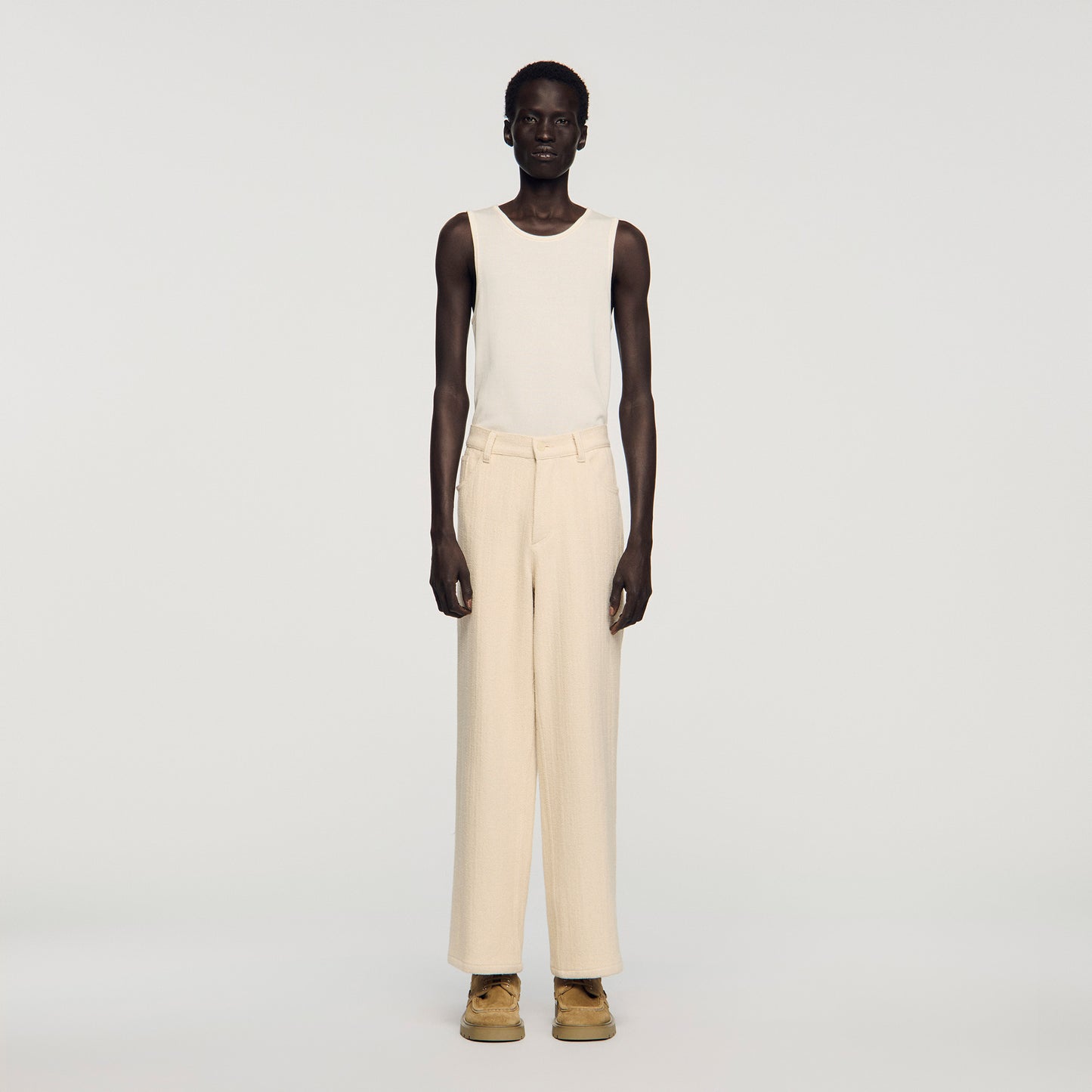 Balloon Pant Worker Wide-Leg Cotton Trousers Ecru