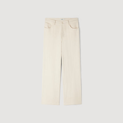 Balloon Pant Worker Wide-Leg Cotton Trousers Ecru