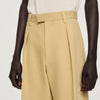 Gerard Pant Wide Pleated Cotton-Linen Trousers Beige
